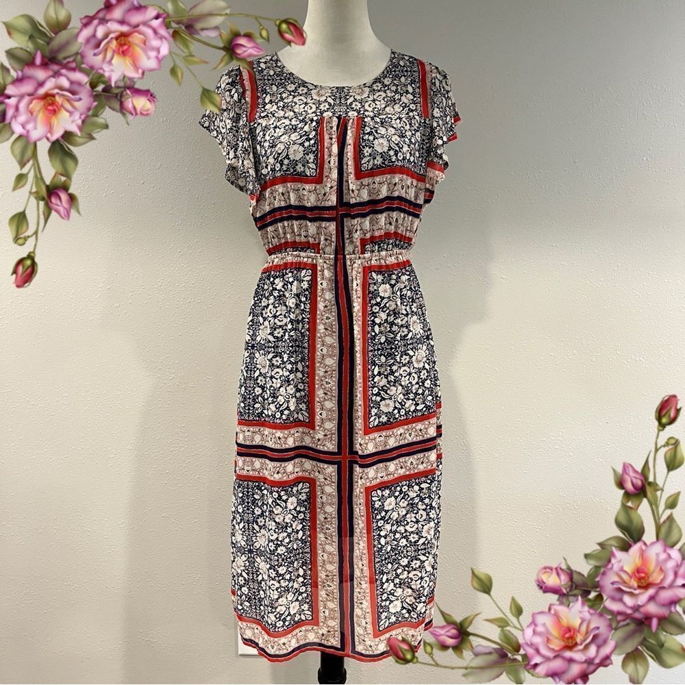 Monteau Floral Print short sleeve Dress cottagecore style size small‎
